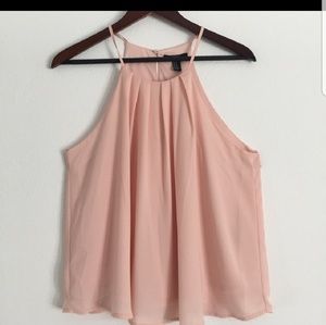 FOREVER 21 TRAPEZE PLEATED TANK IN BLUSH